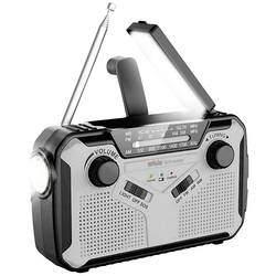 Silva Schneider SOS 112 outdoorové rádio FM, AM nouzové rádio s USB nabíječkou, Ruční klika, Solární panel, stolní lampa, s akumulátorem černá/stříbrná