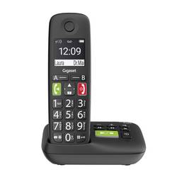Gigaset E290A DECT/GAP bezdrátový analogový telefon kompatibilní s naslouchadly , záznamník, handsfree, dětský telefon černá