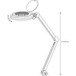 TOOLCRAFT TO-7173468 Lupa s LED osvětlením, 60 SMD LED, 3D funkce, zvětšení 1,75X zvětšení=1.75 x 12.7 cm Třída energetické účinnosti 2021 F (A - G)